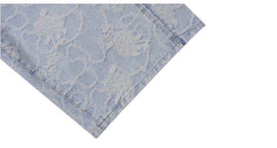 1807 Floral Chain Jacquard 3D Embroidered Denim Cropped Shorts | Face 3 Face