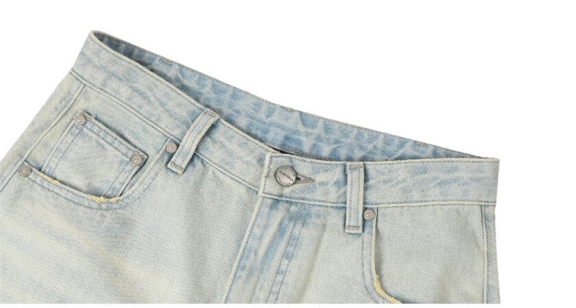 1807 Star Patch Washed Distressed Denim Cropped Shorts | Face 3 Face
