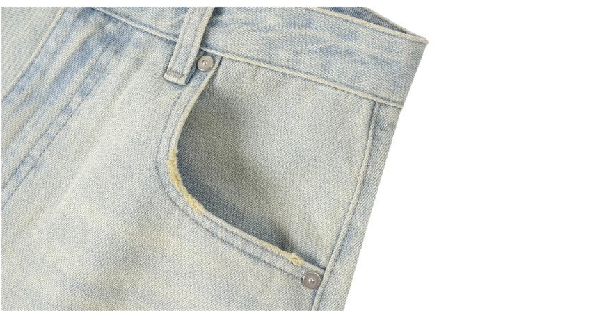 1807 Star Patch Washed Distressed Denim Cropped Shorts | Face 3 Face