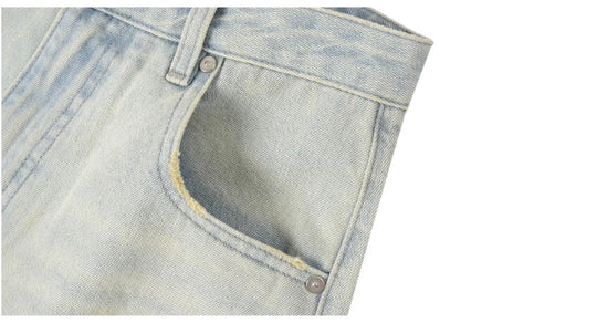 1807 Star Patch Washed Distressed Denim Cropped Shorts | Face 3 Face