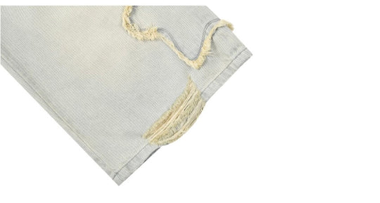 1807 Star Patch Washed Distressed Denim Cropped Shorts | Face 3 Face