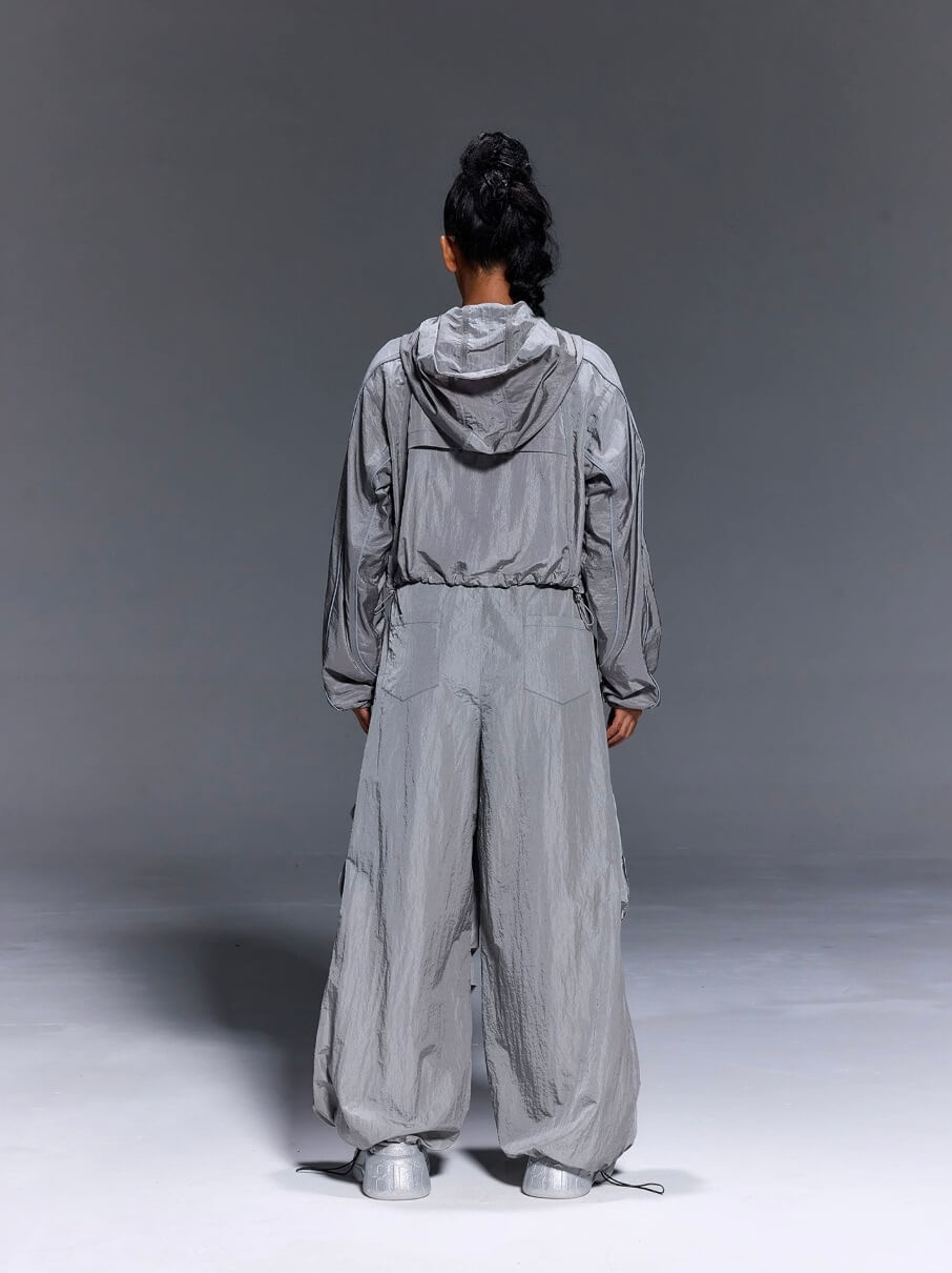 1807 Metallic Nylon Wide Cargo Pants | Face 3 Face