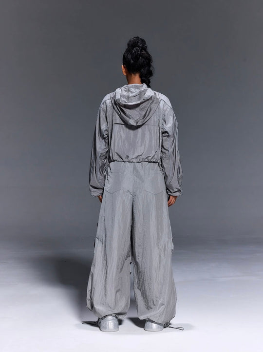 1807 Metallic Nylon Wide Cargo Pants | Face 3 Face