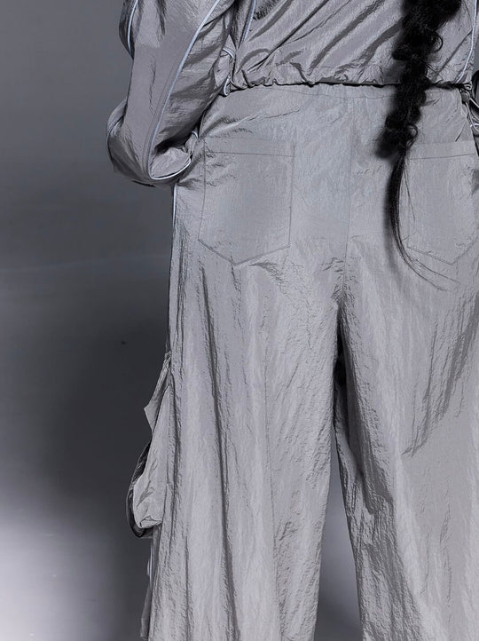 1807 Metallic Nylon Wide Cargo Pants | Face 3 Face