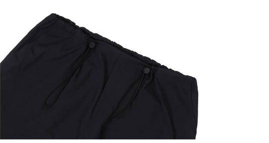 1807 PU Leather Stripe Nylon Baggy Track Pants | Face 3 Face