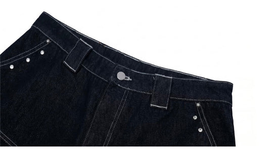 1807 Diamond Stud Double Knee Baggy Shorts | Face 3 Face