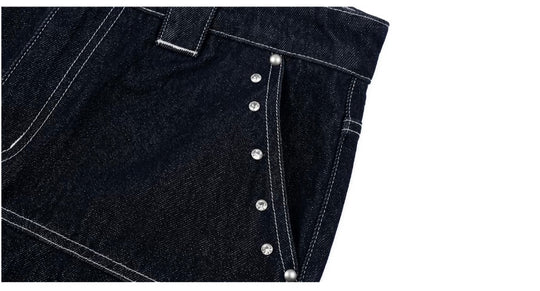 1807 Diamond Stud Double Knee Baggy Shorts | Face 3 Face
