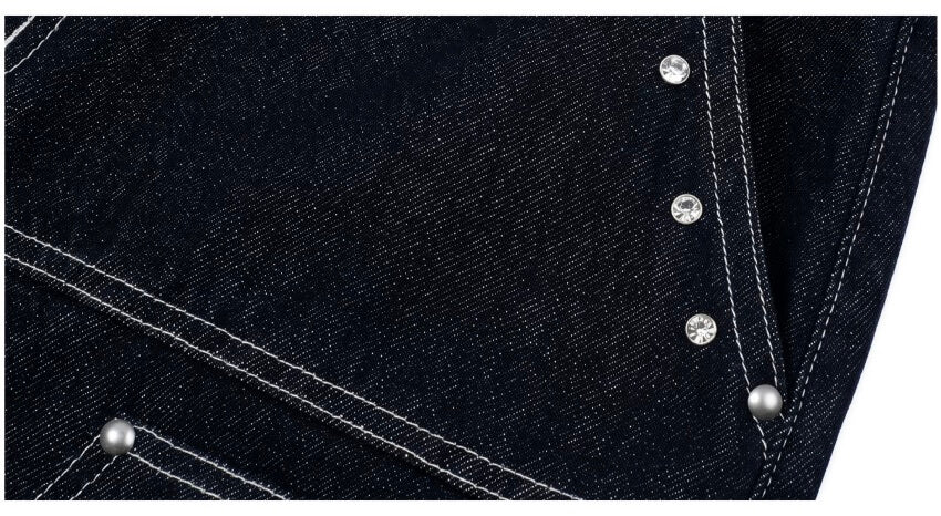 1807 Diamond Stud Double Knee Baggy Shorts | Face 3 Face