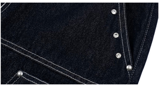 1807 Diamond Stud Double Knee Baggy Shorts | Face 3 Face