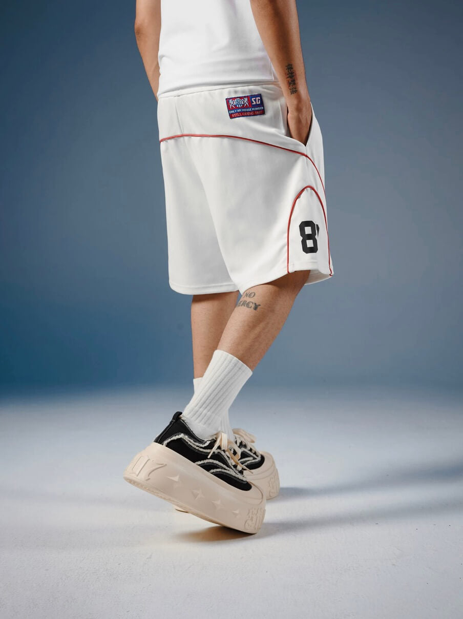 1807 Contrast Piping Sport Sweat Shorts | Face 3 Face