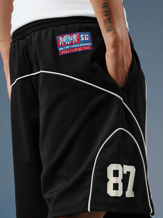 1807 Contrast Piping Sport Sweat Shorts | Face 3 Face
