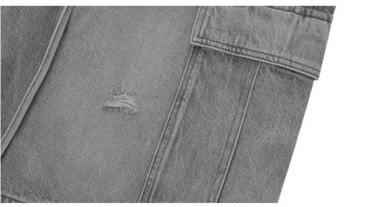 1807 Vintage Washed Distressed Denim Cargo Shorts | Face 3 Face