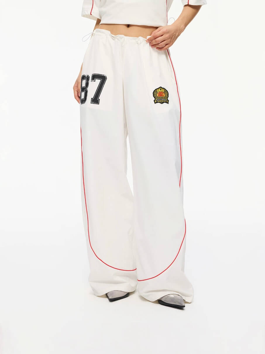 1807 Contrast Piping Baggy Track Pants | Face 3 Face
