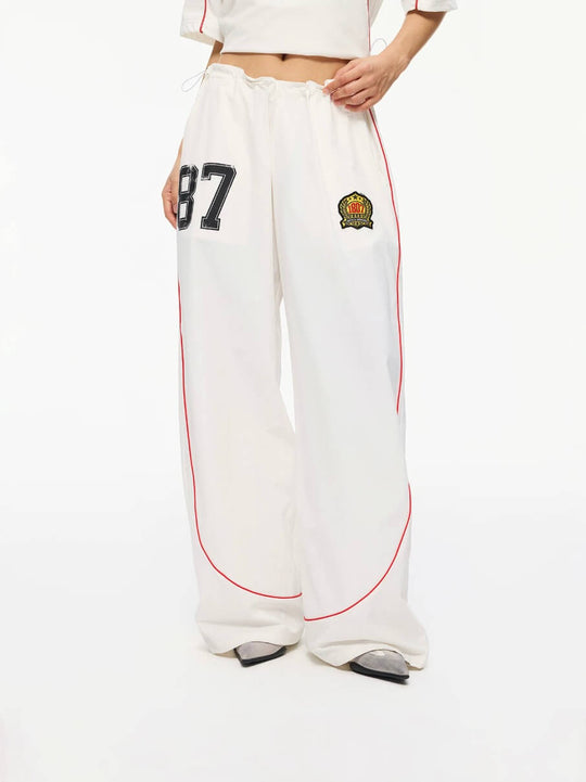 1807 Contrast Piping Baggy Track Pants | Face 3 Face