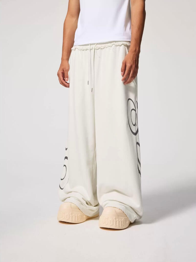 1807 Tattoo Print Distressed Baggy Sweatpants | Face 3 Face