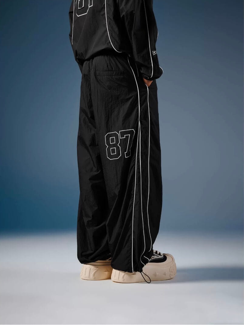 1807 Contrast Piping UPF 50 Nylon Baggy Track Pants | Face 3 Face