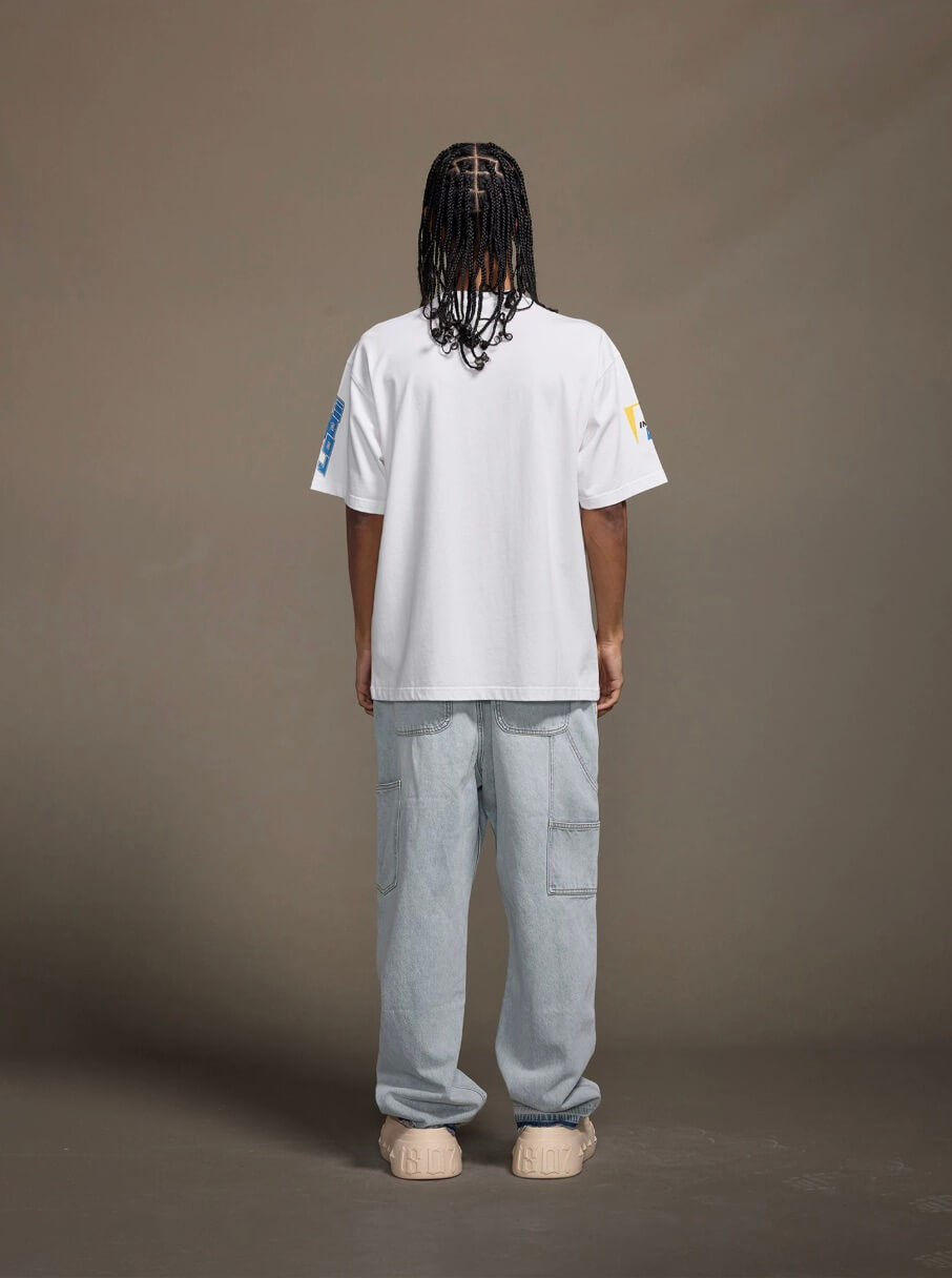 1807 Racing Distressed Print Washed Short Sleeve Tee | Face 3 Face