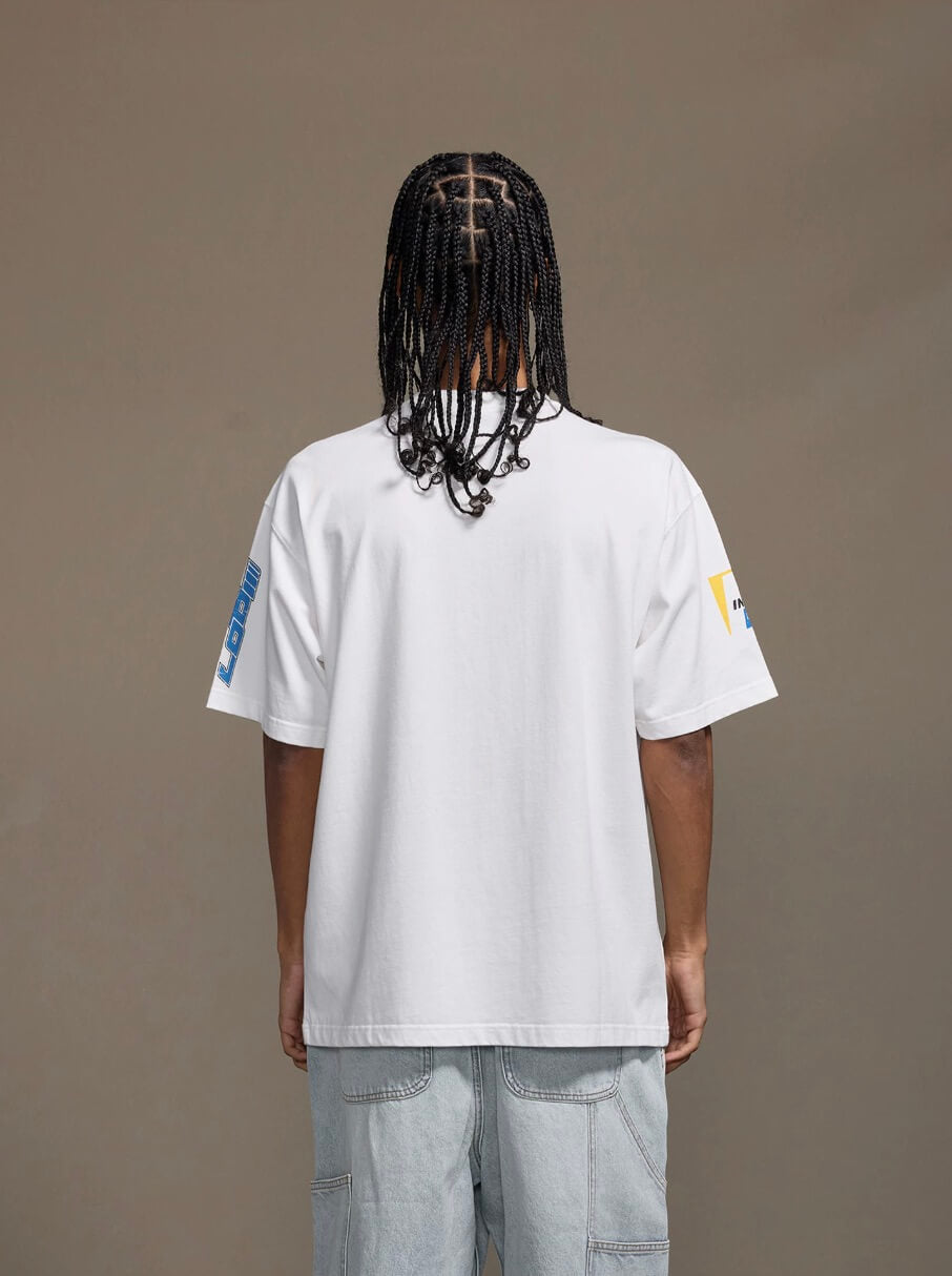 1807 Racing Distressed Print Washed Short Sleeve Tee | Face 3 Face
