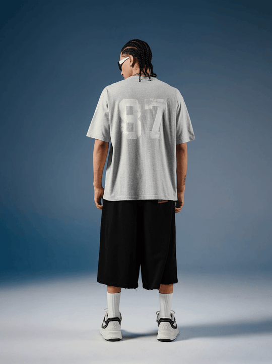 1807 Vintage Number Print Distressed Short Sleeve Tee | Face 3 Face