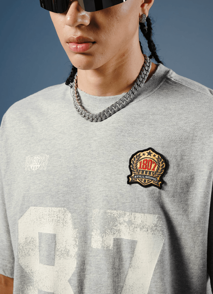 1807 Vintage Number Print Distressed Short Sleeve Tee | Face 3 Face