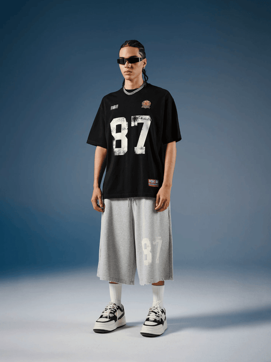 1807 Vintage Number Print Distressed Short Sleeve Tee | Face 3 Face
