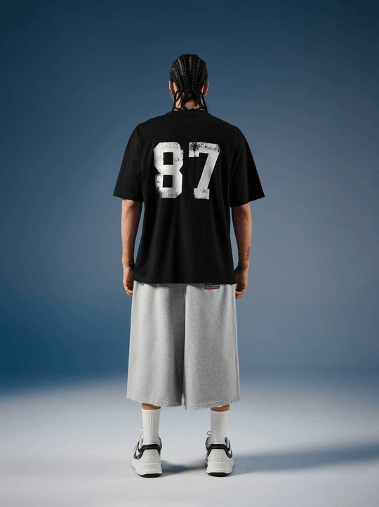 1807 Vintage Number Print Distressed Short Sleeve Tee | Face 3 Face