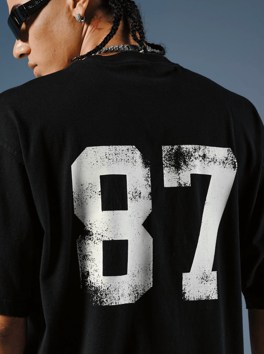 1807 Vintage Number Print Distressed Short Sleeve Tee | Face 3 Face