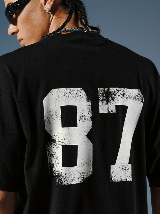1807 Vintage Number Print Distressed Short Sleeve Tee | Face 3 Face