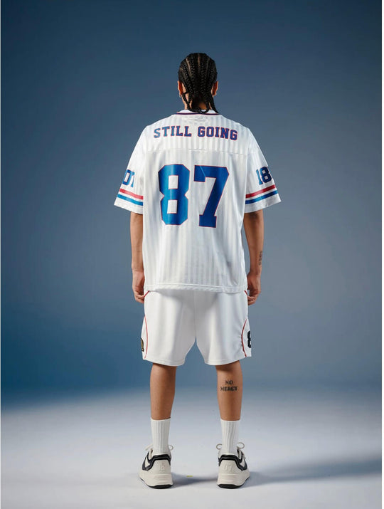 1807 Number Print Striped Short Sleeve Hockey Jersey | Face 3 Face