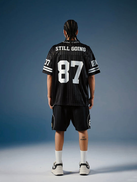 1807 Number Print Striped Short Sleeve Hockey Jersey | Face 3 Face