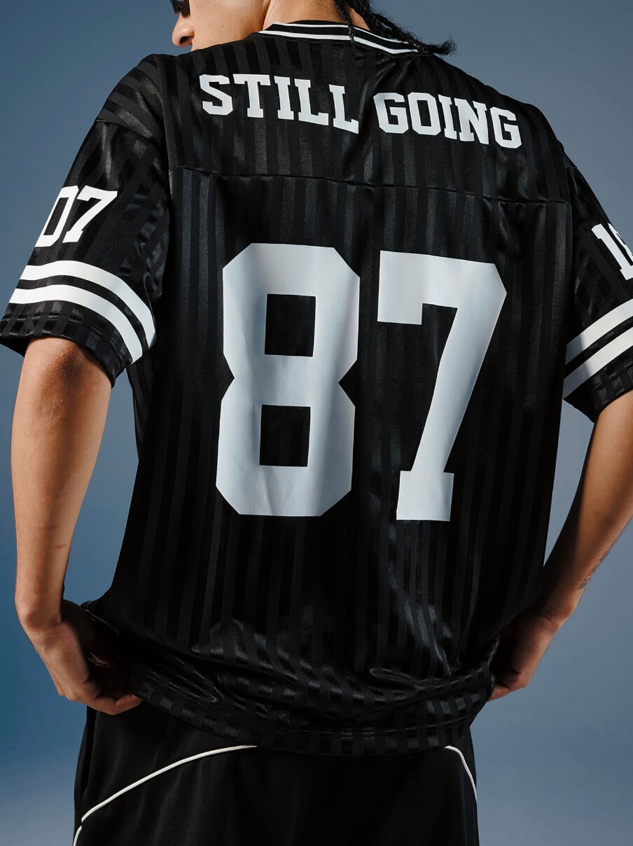 1807 Number Print Striped Short Sleeve Hockey Jersey | Face 3 Face