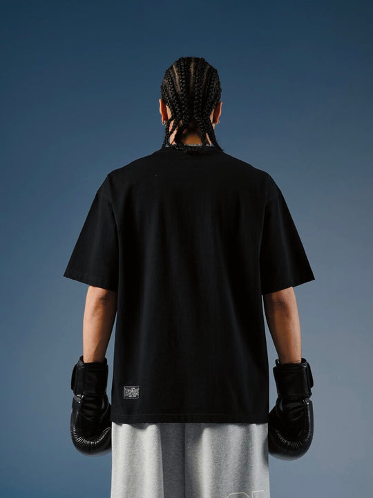 1807 BOXE Vintage Print Distressed Short Sleeve Tee | Face 3 Face