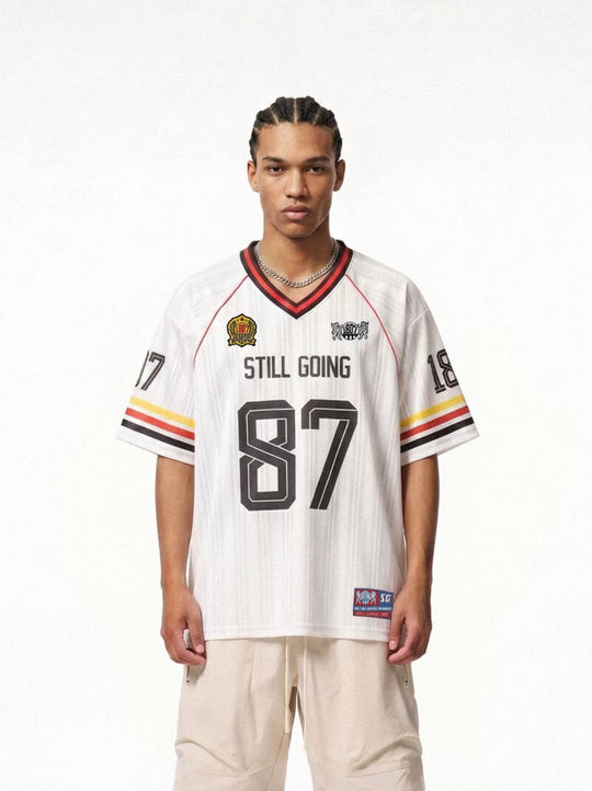 1807 Striped Fabric Color Block Short Sleeve Soccer Jersey