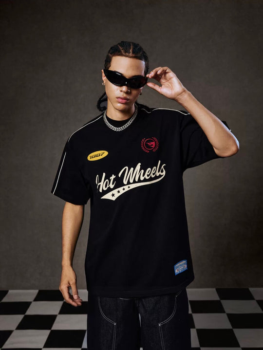 1807 Hot Wheels Racing Vintage Print Embroidered Short Sleeve Tee | Face 3 Face