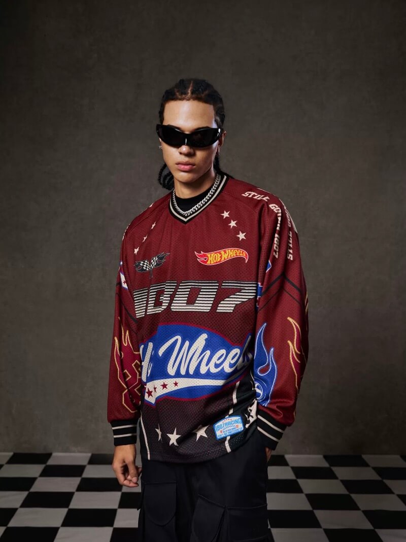 1807 Hot Wheels Racing Graphic Mesh Long Sleeve Hockey Jersey | Face 3 Face