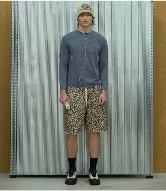 S45 Leopard Print Cutoff Sweat Shorts