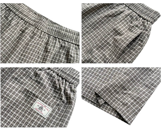 S45 Checkered Seersucker Baggy Shorts