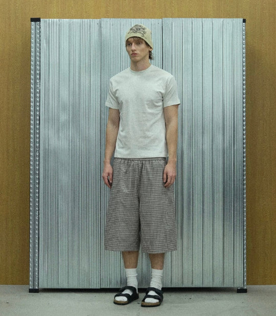 S45 Checkered Seersucker Baggy Shorts