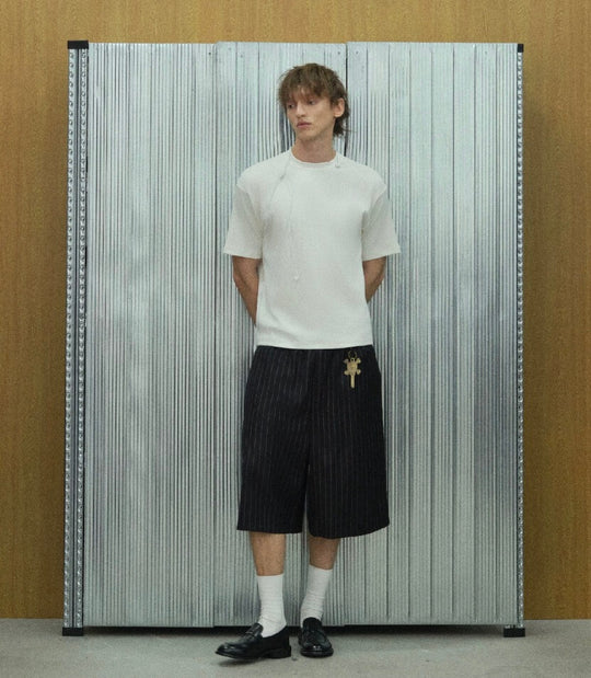 S45 Jacquard Stripe Baggy Suit Shorts