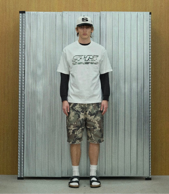 S45 Camouflage Cutoff Sweat Shorts | Face 3 Face