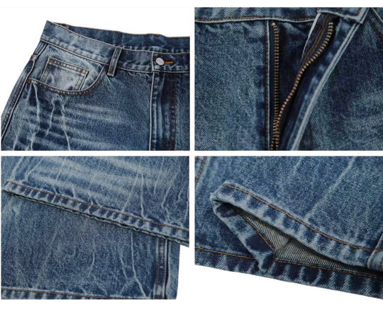 S45 Lightning Crack Wash Distressed Slight Flare Jeans | Face 3 Face