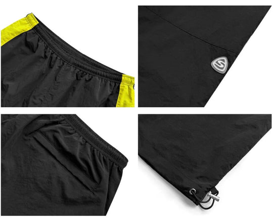 S45 Yellow Color Block Logo Patch Nylon Track Pants | Face 3 Face
