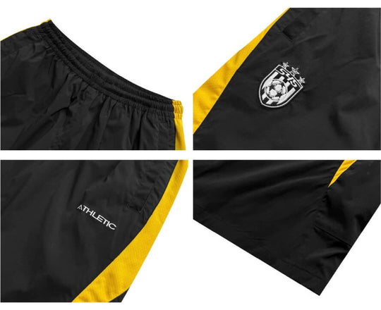 S45 Yellow Color Block Nylon Soccer Shorts | Face 3 Face
