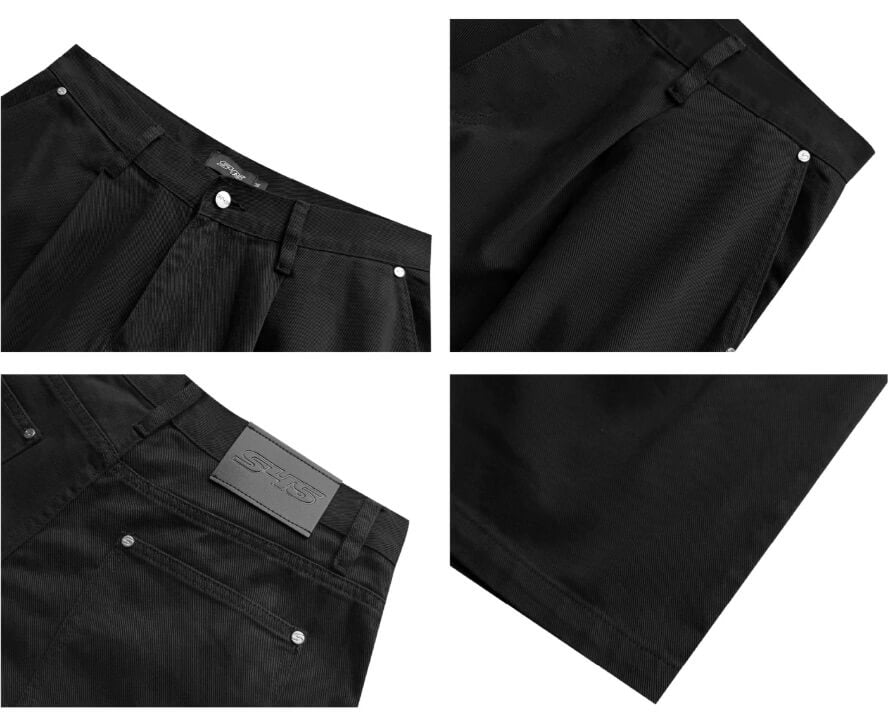 S45 3D Pleat Washed Denim Baggy Shorts | Face 3 Face