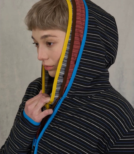 S45 Soft Textured Striped Zip Up Hoodie | Face 3 Face