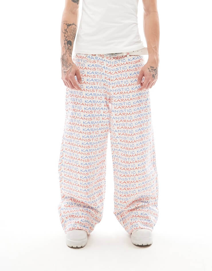 KARMANISTIC All Over Logo Print Baggy Jeans | Face 3 Face