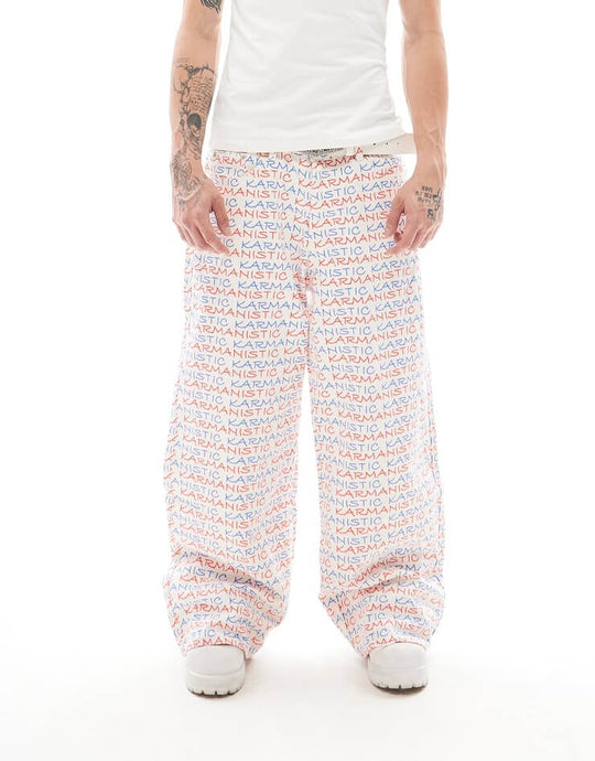 KARMANISTIC All Over Logo Print Baggy Jeans | Face 3 Face