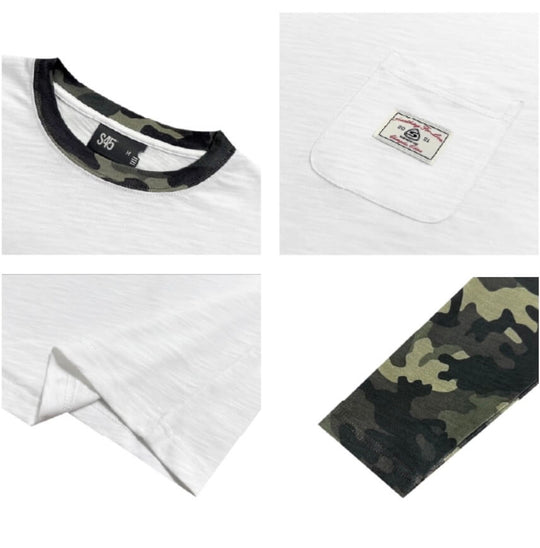 S45 Camouflage Sleeve Color Block Long Sleeve Tee