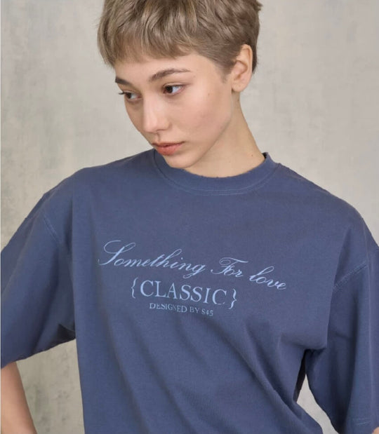 S45 Washed Distressed Letter Print Short Sleeve Tee