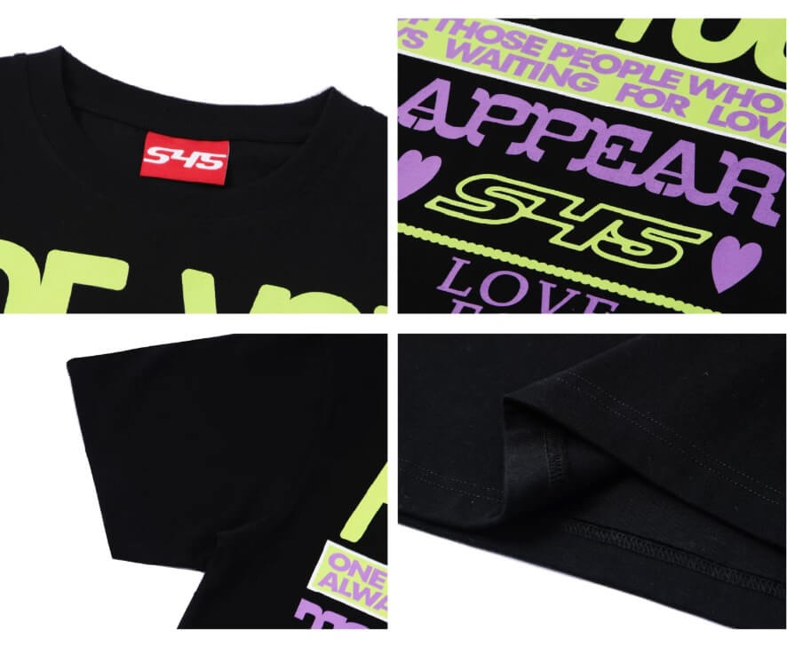 S45 Contrast Color Slogan Print Short Sleeve Tee | Face 3 Face
